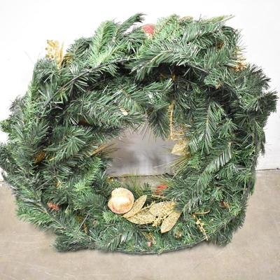 30" Holiday Wreath, Winter Fruits, Gold and Red Accented Artificial Pine Wreath