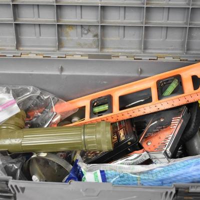 Tuff Stuff Toolbox with Various Tools and Accessories, Drill Bits, Flashlight