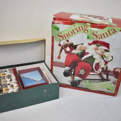 Snoring Santa Decor & Box of Christmas Cards with Envelopes