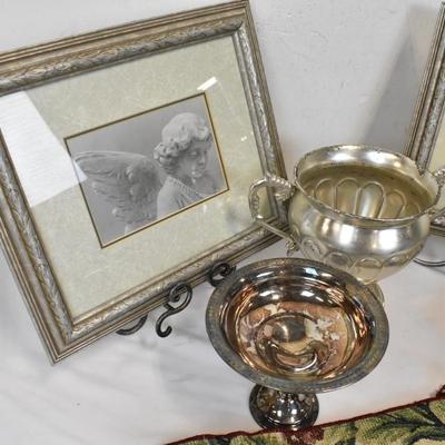 8 Piece Home Decor, Silver Plated plate, Metal Picture Holders