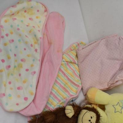 Baby Toys and Accesories: Monkey Puppet, Unicorn, Blanket, and Bibs, Mega Blocks