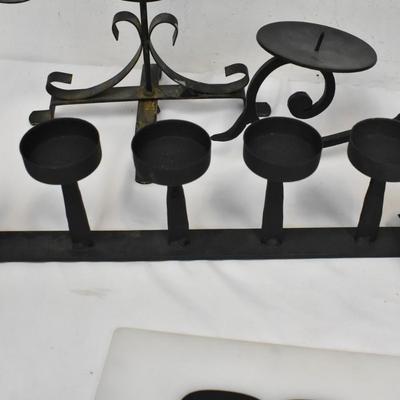 3 Candle Holders, Black Cast Iron in Great Shape, 3 Different Styles