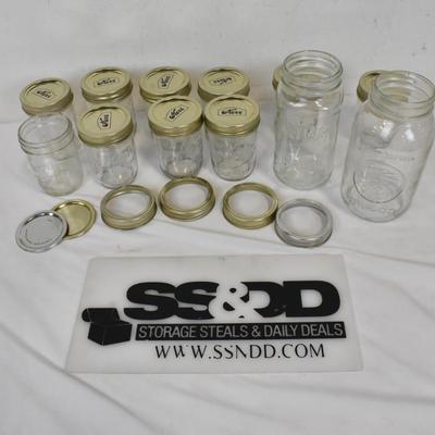 12 Mason Canning Jars, Kerr, Atlas, Golden Harvest,
