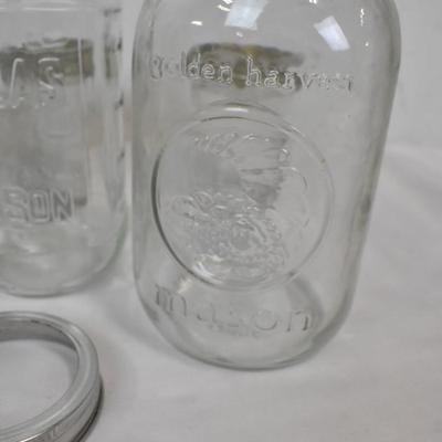 12 Mason Canning Jars, Kerr, Atlas, Golden Harvest,