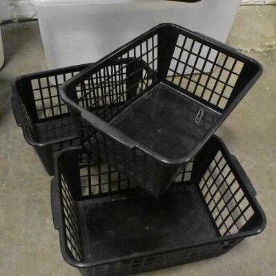 9 Piece Home Organization, 3 Plastic Totes, 3 Small Baskets, Laundry Basket