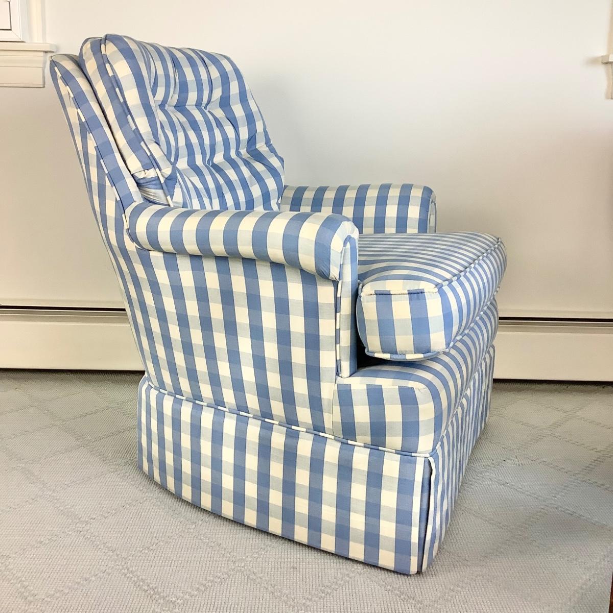 Check Chair 8092 Custom Upholstered Williamsburg Blue and White Check Chair ...