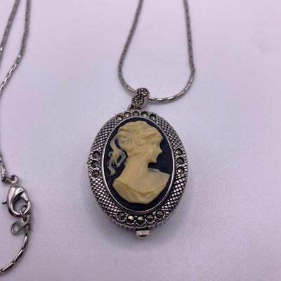 Necklace with Cameo Vanity Watch Pendant