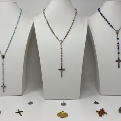 The Glass Bead and Pendant Rosary Lot