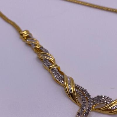 Gold Plated Necklace with Diamond Chips