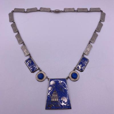 Sterling Silver and Blue Lapis Inlay Necklace