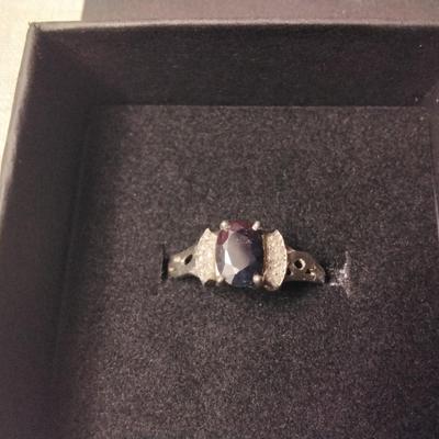 .45ctw Blue Sapphire & H-SI Diamond 925 Sterling Silver Ring Size 7