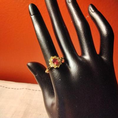 Ruby and Diamond Ring 14k/925 Size 7.5
