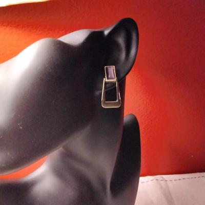 Smoky Amethyst Enamel Earrings