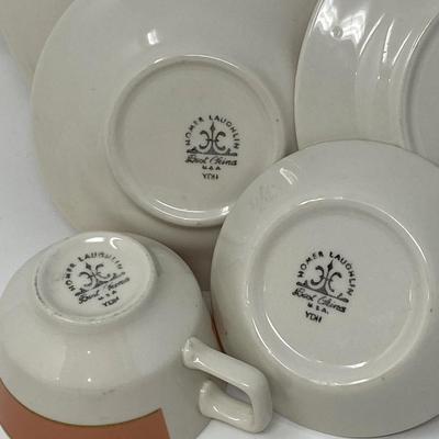 Vintage Homer Laughlin Pompano Apricot with True Gold Trim Dinnerware, Stamped
