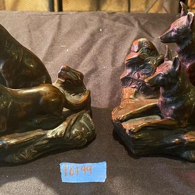 1922 Jennings Bros German Shepherd bronze bookends