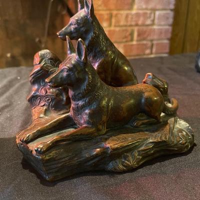 1922 Jennings Bros German Shepherd bronze bookends