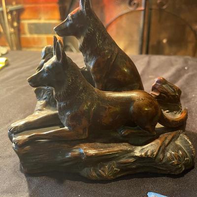 1922 Jennings Bros German Shepherd bronze bookends