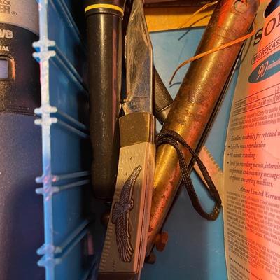 Blue metal tool box w/contents