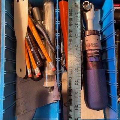 Blue metal tool box w/contents