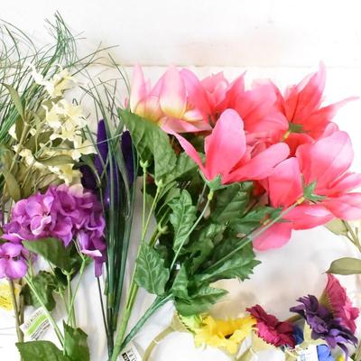 Assorted Lot of Faux Flowers and Floral