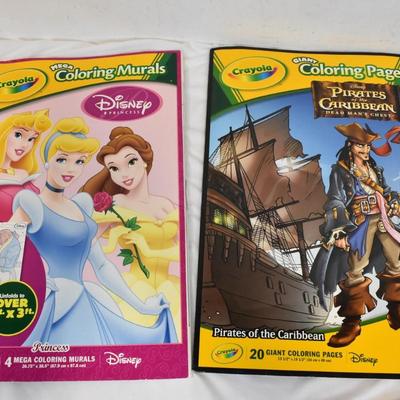 2 Disney Mega Coloring Murals, Box of Markers and Crayons
