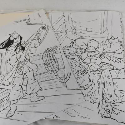 2 Disney Mega Coloring Murals, Box of Markers and Crayons
