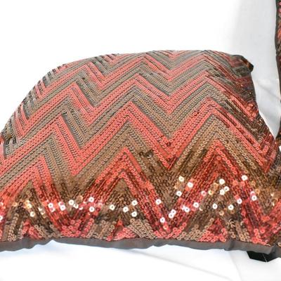 Two 15" Square Pillows, Red and Brown