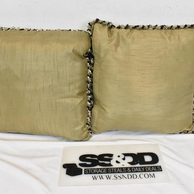 2 Square Throw Pillows, Tan