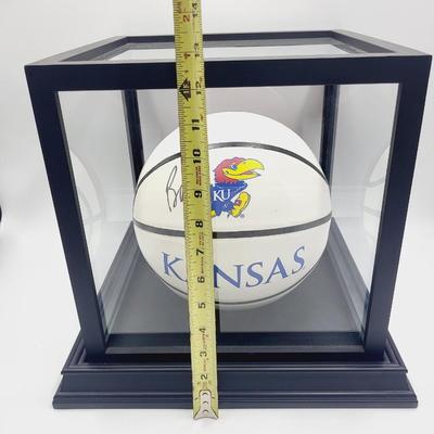 BILL SELF KU SIGNED BASKETBALL WITH FRAMED CASE