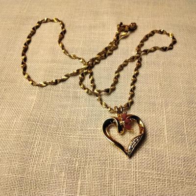 Sterling Silver ROSS SIMONS Ruby & Diamond Accent Pendant 18" Gold/925 Necklace