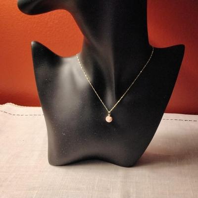 Vintage New Old Stock Pink Angel Skin Coral with 14K Bale and 16" 10K Chain Ships from 70403
