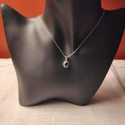 ROSS SIMONS Amethyst & Diamond Accent Pendant 18" 925 Necklace
