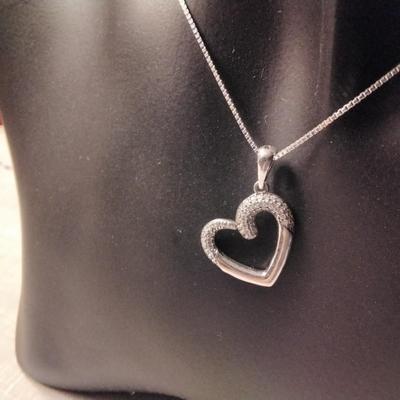 Diamond 925 Heart on 16" 925 Necklace