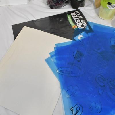 Assorted Craft Supplies, Sign Stakes, Foam Balls, Paper, Dowels