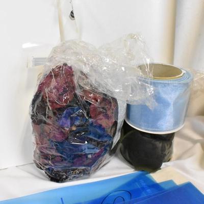 Assorted Craft Supplies, Sign Stakes, Foam Balls, Paper, Dowels