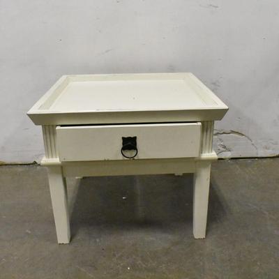 Small White Square Table/Nightstand With Drawer