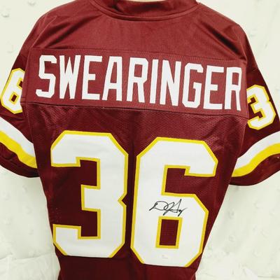 JSA AUTHENTICATED DJ SWEARINGER SIGNED FOOTBALL JERSEY