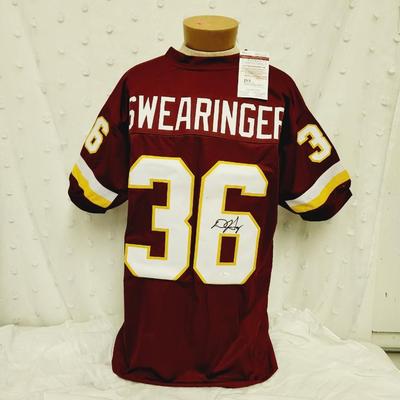 JSA AUTHENTICATED DJ SWEARINGER SIGNED FOOTBALL JERSEY