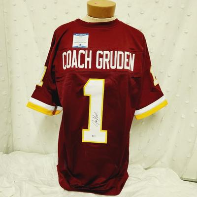 BECKETT CERTIFICATED COACH GRUDEN #1 SIGNED BUCHANEERS FOOTBALL JERSEY