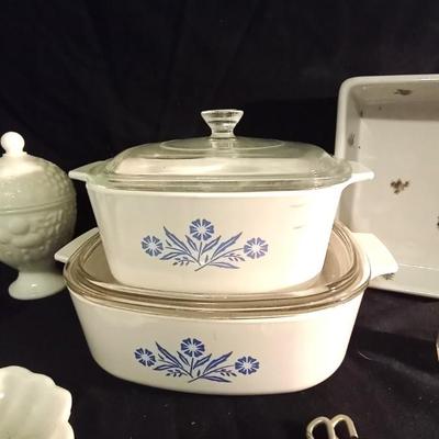 CORNING WARE BAKING DISHES-MILKGLASS AND MORE