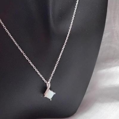 New Old Stock 1950s Opal Necklace Rhodium Over 925 16"