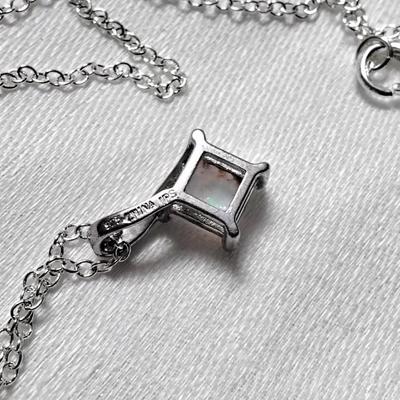 New Old Stock 1950s Opal Necklace Rhodium Over 925 16"