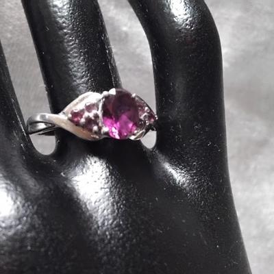 Gorgeous Vintage Grape Colored Rhodolite Garnet STS 925 Ring Size 9