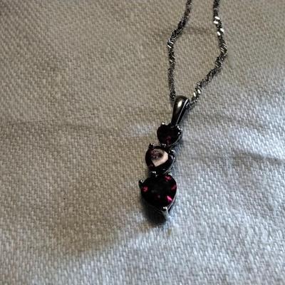 Chuck Clemency Ruby Heart 925 16" Necklace