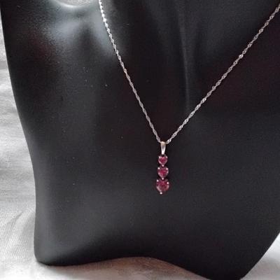 Chuck Clemency Ruby Heart 925 16" Necklace