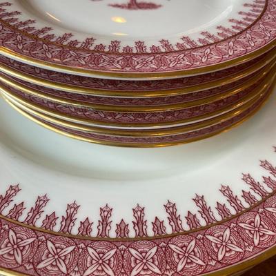 Crimson New York Haviland Cambridge China - 6 Dinner plates and 6 bread & butter plates or dessert plates 