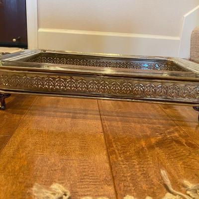 Silver Serving Dish with Lid & Pyrex glass insert