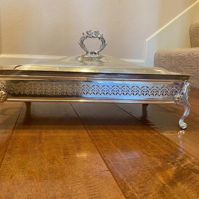 Silver Serving Dish with Pyrex glass insert with cover