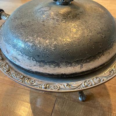 Sterling Silver Chafing Dish with wood handle