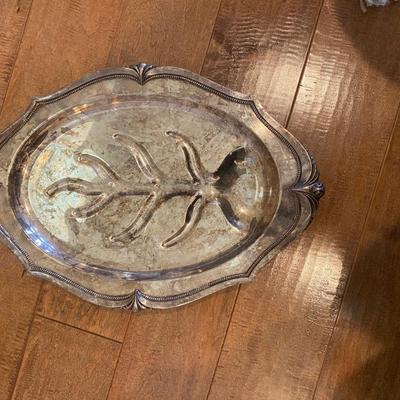 Silver Plate footed meat serving dish  